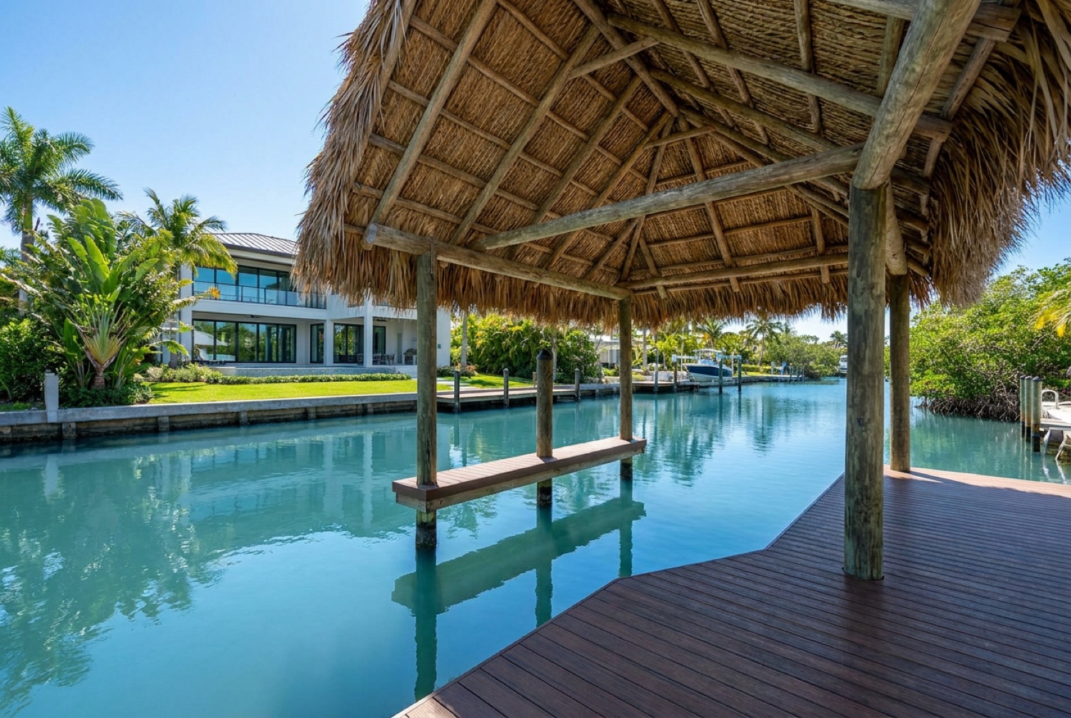Waterfront dock and boat lift construction in Sanibel Island, FL by Florida Lifts & Docks